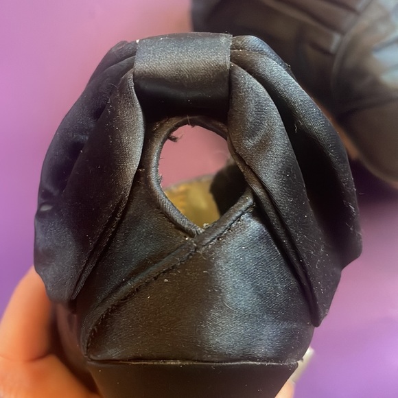 STEVEN STEVE MADDEN black satin ankle boots bow back sz6 platform - Picture 4 of 9